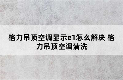 格力吊顶空调显示e1怎么解决 格力吊顶空调清洗